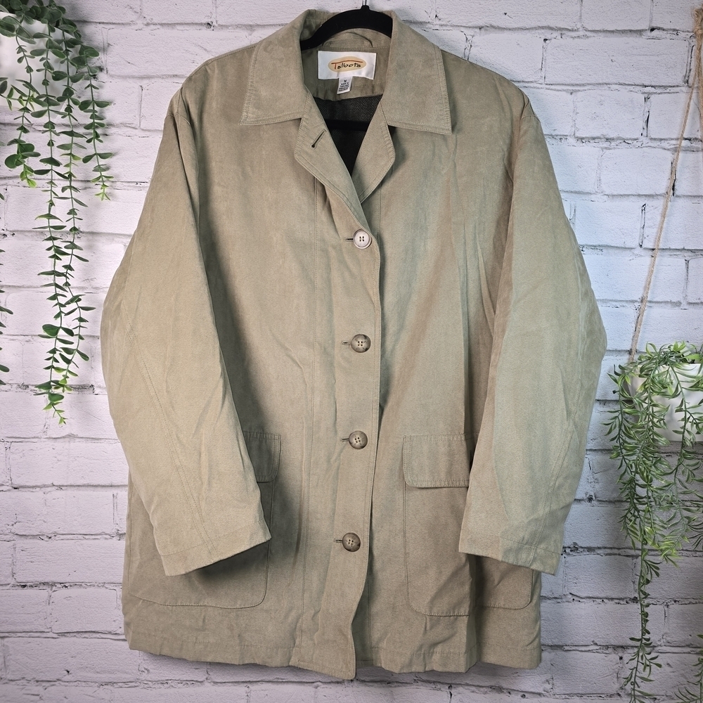 TALBOT MID LENGTH TRENCH COAT ZIP OUT LINER OLIVE GREEN WOMENS MED